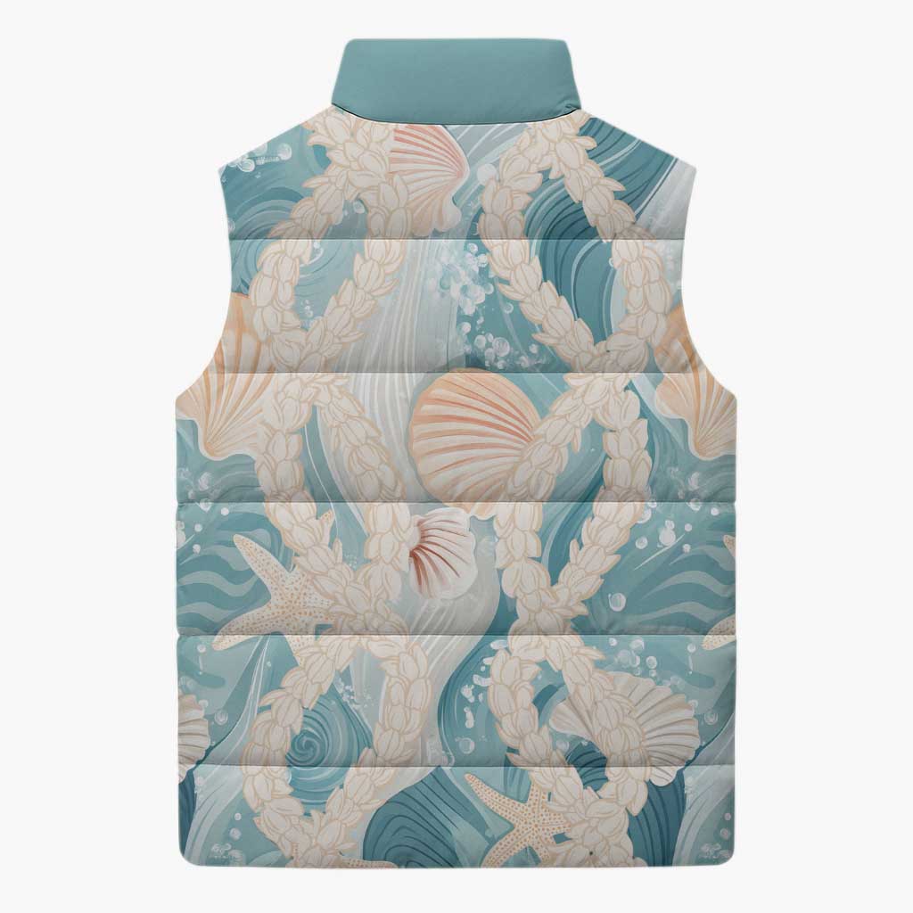 Hawaii Lei Seashells Starfish Sleeveless Puffer Jacket Fresh Summer Vibe - Polynesian Pride