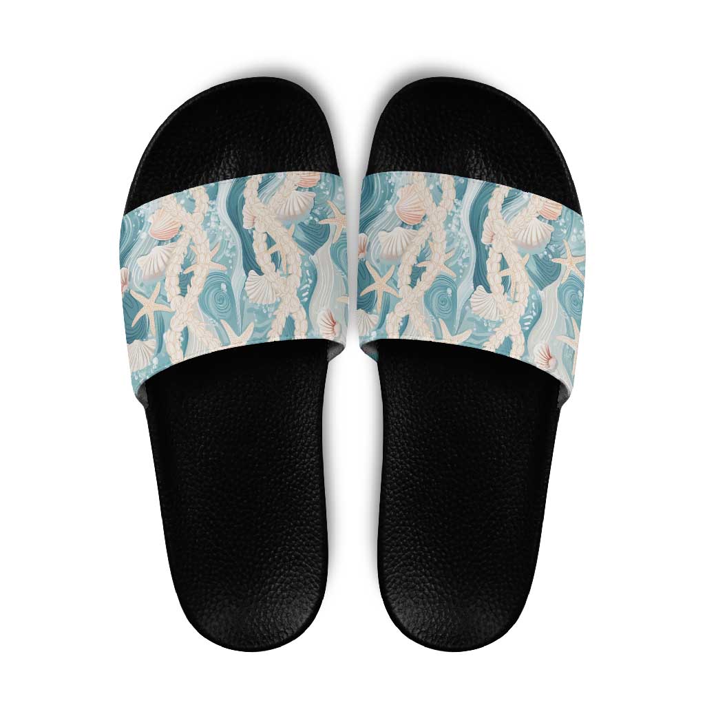 Hawaii Lei Seashells Starfish Slide Sandals Fresh Summer Vibe - Polynesian Pride
