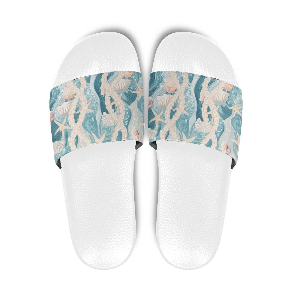 Hawaii Lei Seashells Starfish Slide Sandals Fresh Summer Vibe - Polynesian Pride