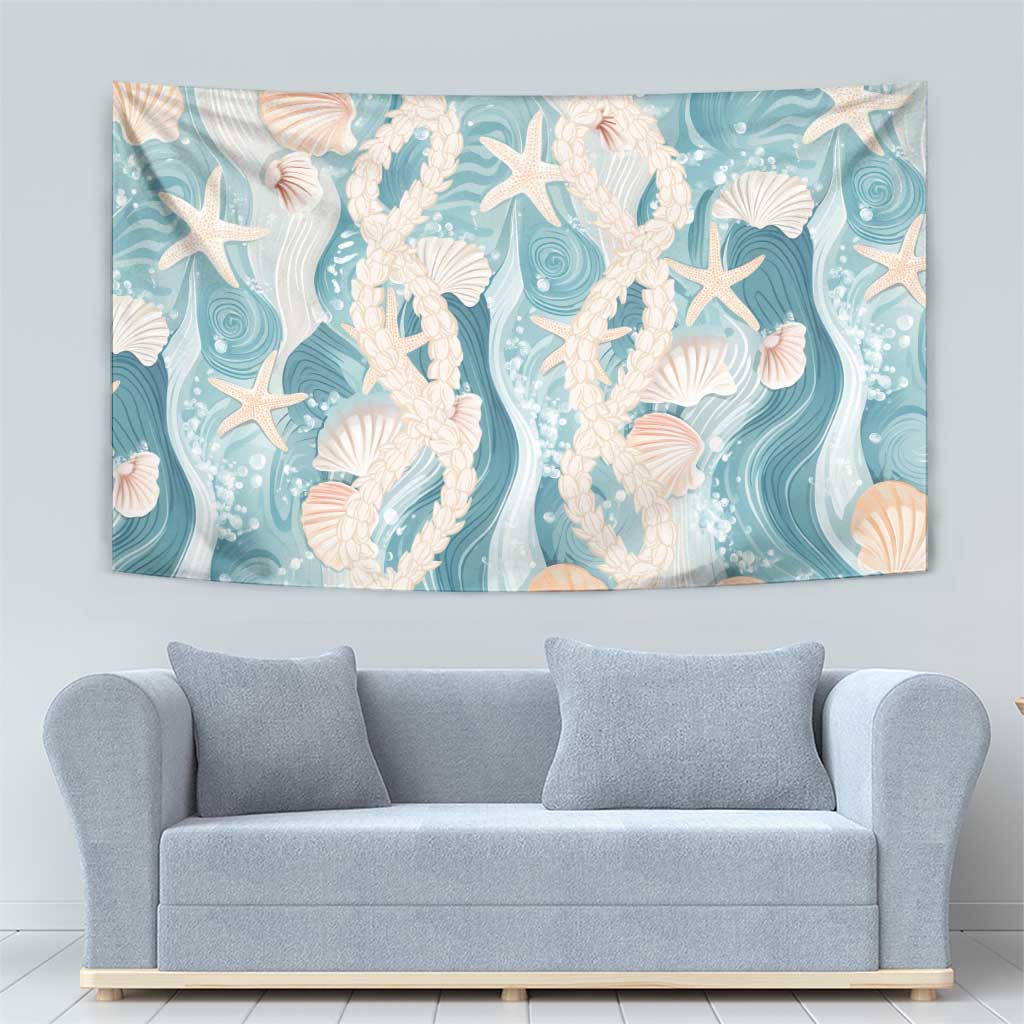 Hawaii Lei Seashells Starfish Tapestry Fresh Summer Vibe - Polynesian Pride