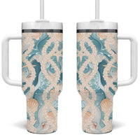 Hawaii Lei Seashells Starfish Tumbler With Handle Fresh Summer Vibe - Polynesian Pride