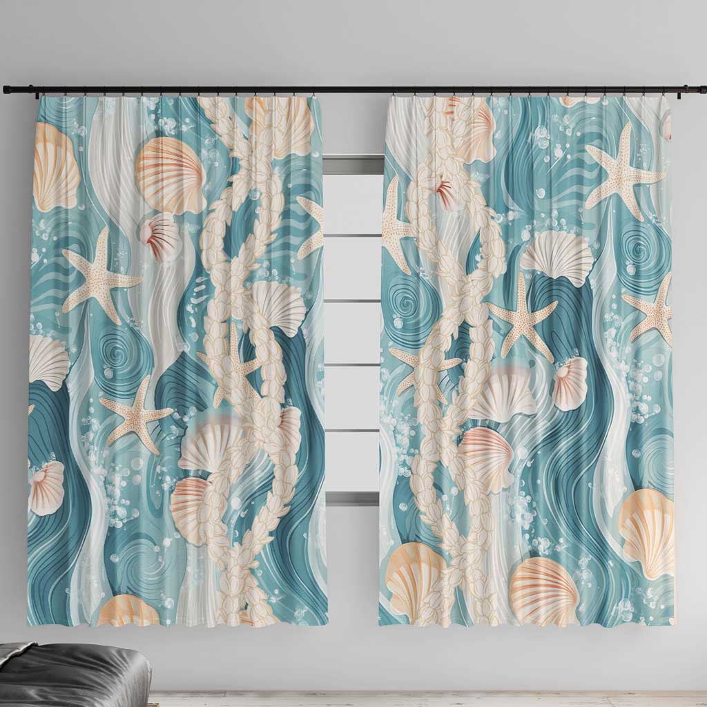 Hawaii Lei Seashells Starfish Window Curtain Fresh Summer Vibe - Polynesian Pride