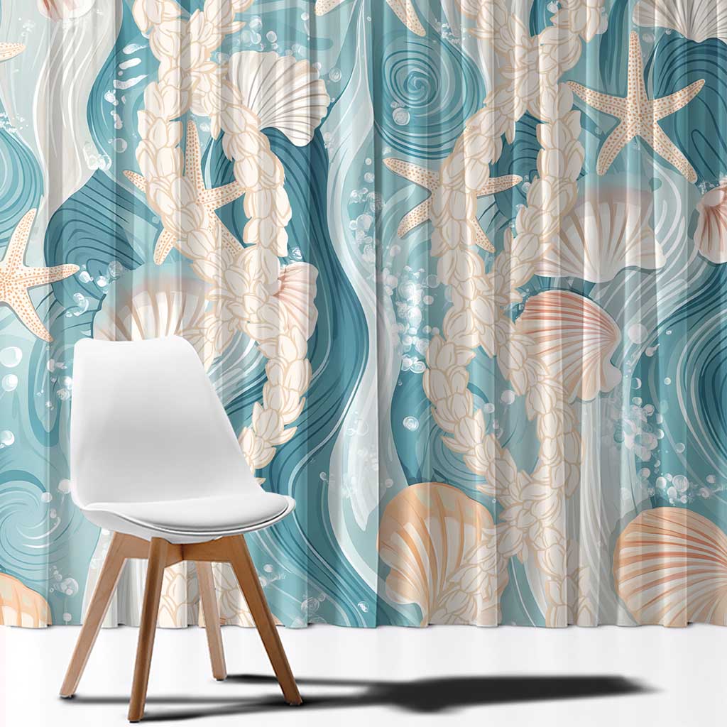 Hawaii Lei Seashells Starfish Window Curtain Fresh Summer Vibe - Polynesian Pride