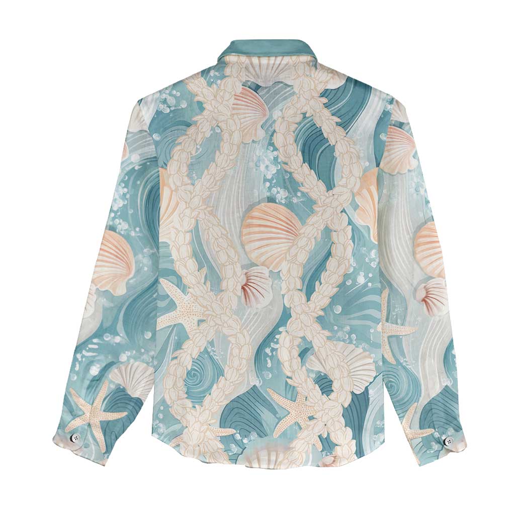 Hawaii Lei Seashells Starfish Women Casual Shirt Fresh Summer Vibe - Polynesian Pride