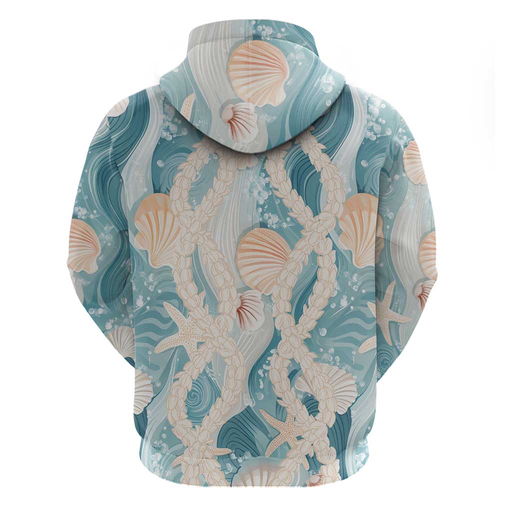 Hawaii Lei Seashells Starfish Zip Hoodie Fresh Summer Vibe - Polynesian Pride