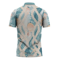 Hawaii Lei Seashells Starfish Zipper Polo Shirt Fresh Summer Vibe - Polynesian Pride