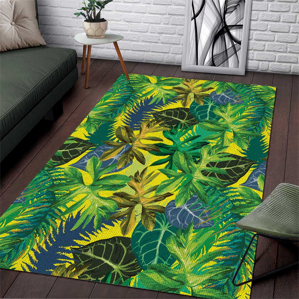 Hawaii Summer Tropical Leaves Area Rug - Polynesian Pride