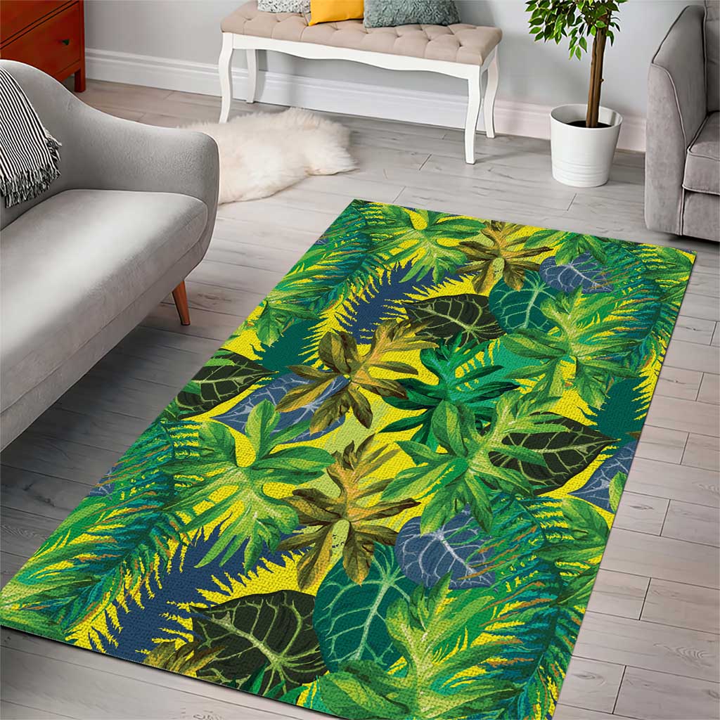Hawaii Summer Tropical Leaves Area Rug - Polynesian Pride