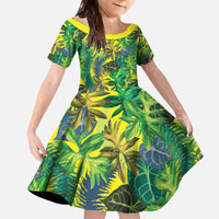 Hawaii Summer Tropical Leaves Family Matching Off The Shoulder Long Sleeve Dress and Hawaiian Shirt - Polynesian Pride