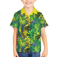 Hawaii Summer Tropical Leaves Family Matching Off Shoulder Short Dress and Hawaiian Shirt - Polynesian Pride