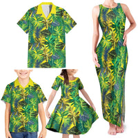 Hawaii Summer Tropical Leaves Family Matching Tank Maxi Dress and Hawaiian Shirt - Polynesian Pride