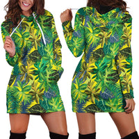 Hawaii Summer Tropical Leaves Hoodie Dress - Polynesian Pride