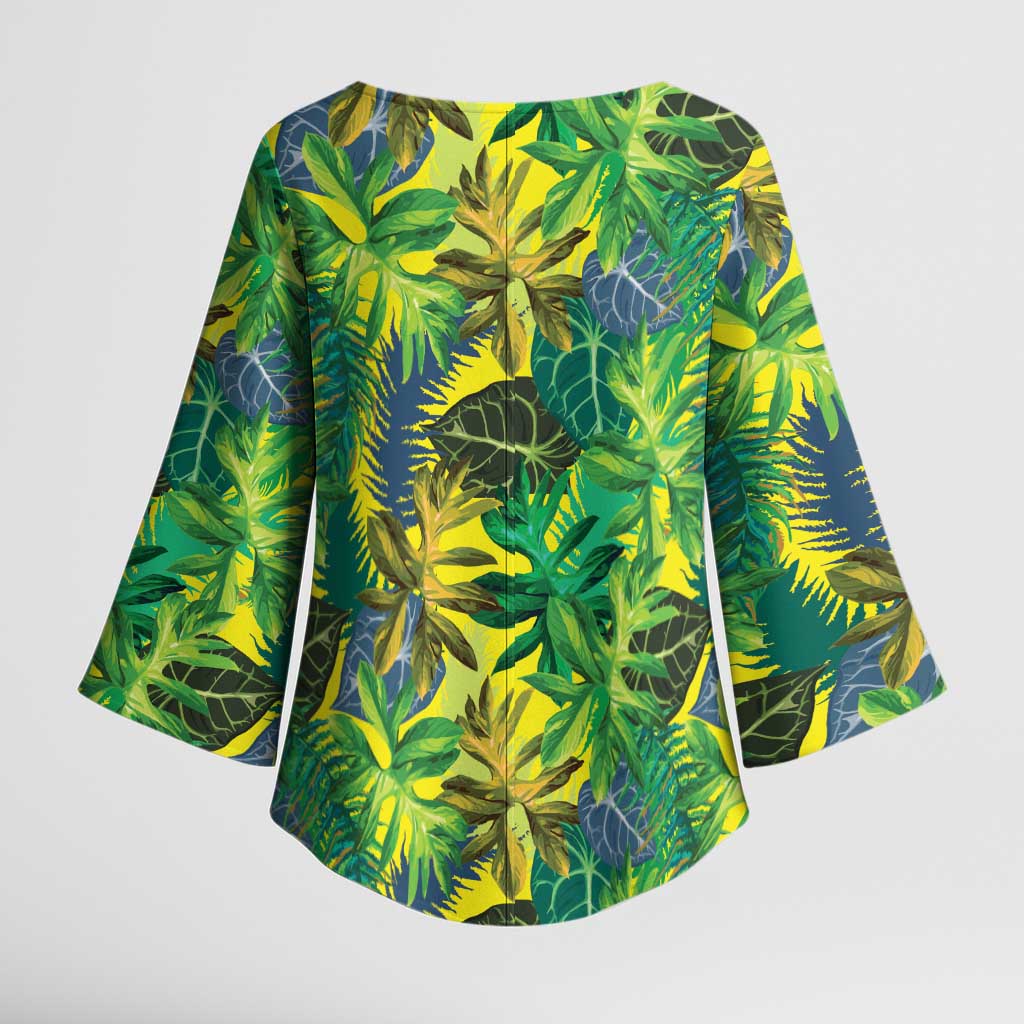 Hawaii Summer Tropical Leaves Kimono Sleeve Blouse - Polynesian Pride