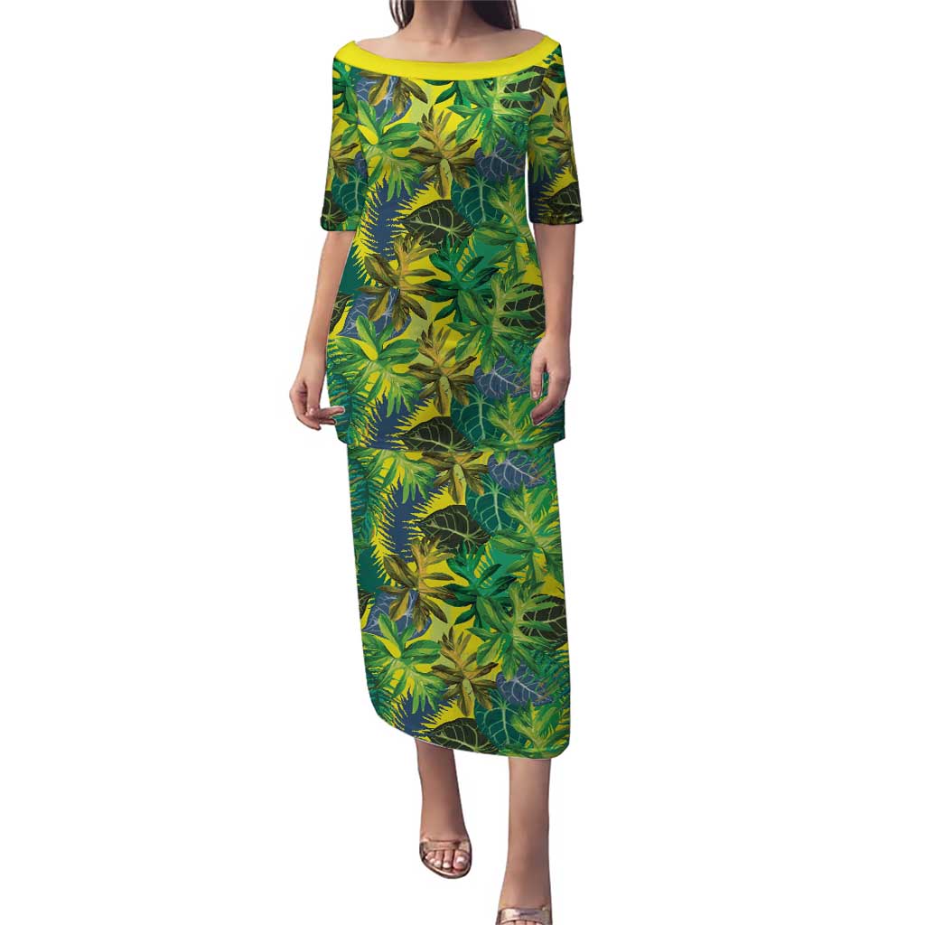 Hawaii Summer Tropical Leaves Puletasi - Polynesian Pride
