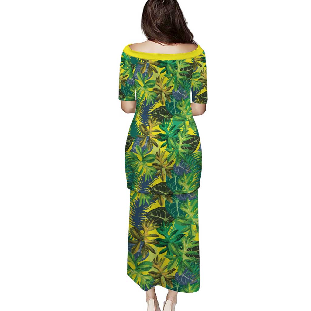 Hawaii Summer Tropical Leaves Puletasi - Polynesian Pride