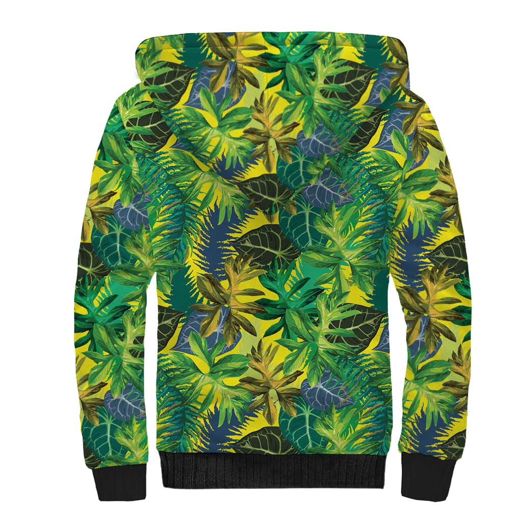 Hawaii Summer Tropical Leaves Sherpa Hoodie - Polynesian Pride