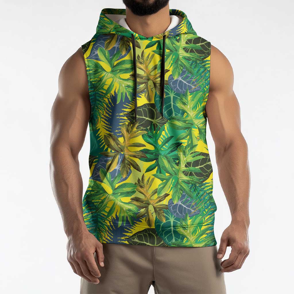 Hawaii Summer Tropical Leaves Sleeveless Hoodie - Polynesian Pride