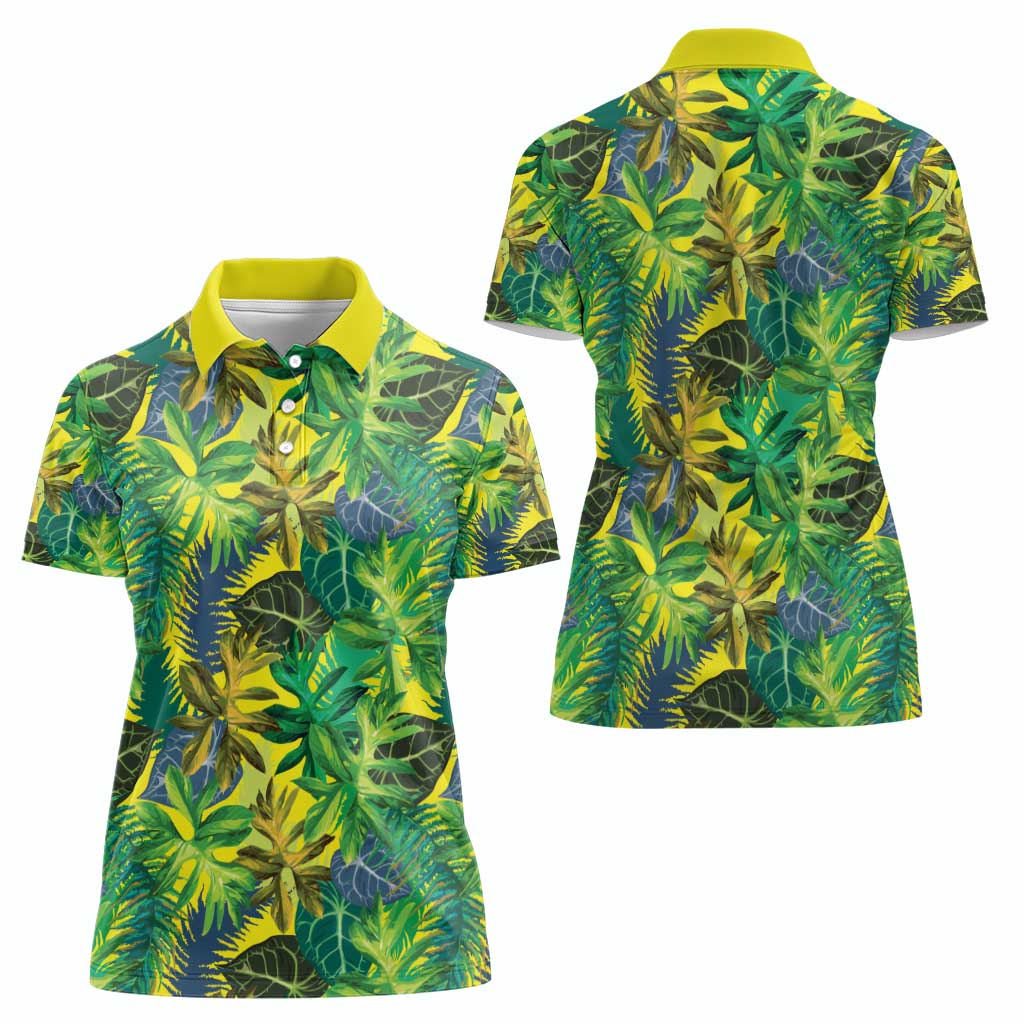 Hawaii Summer Tropical Leaves Women Polo Shirt - Polynesian Pride