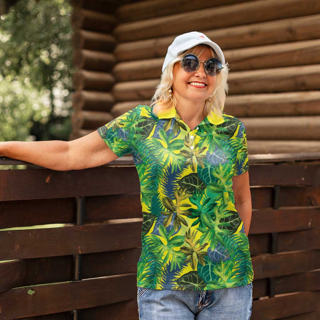 Hawaii Summer Tropical Leaves Women Polo Shirt - Polynesian Pride