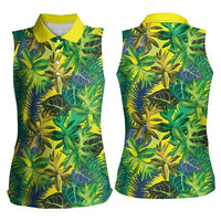 Hawaii Summer Tropical Leaves Women Sleeveless Polo Shirt - Polynesian Pride