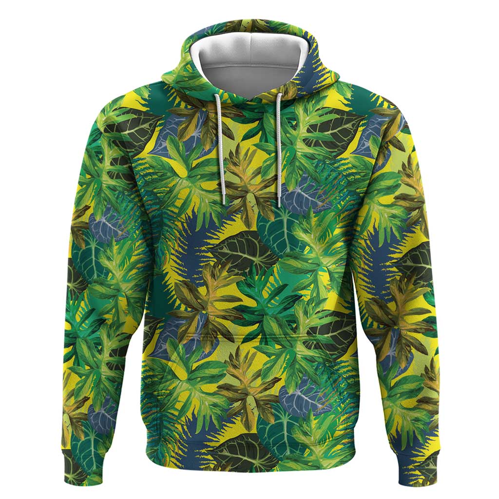Hawaii Summer Tropical Leaves Zip Hoodie - Polynesian Pride