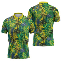 Hawaii Summer Tropical Leaves Zipper Polo Shirt - Polynesian Pride