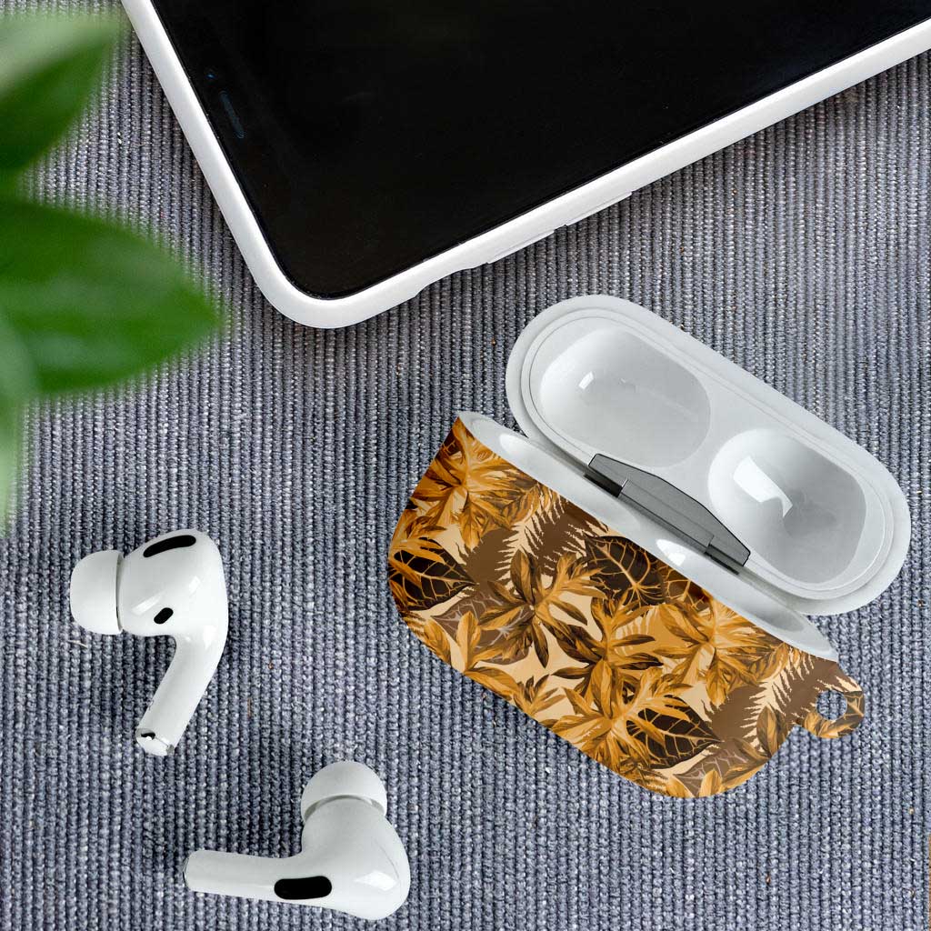 Hawaii Gold Tropical Leaves AirPods Case LT01 - Polynesian Pride