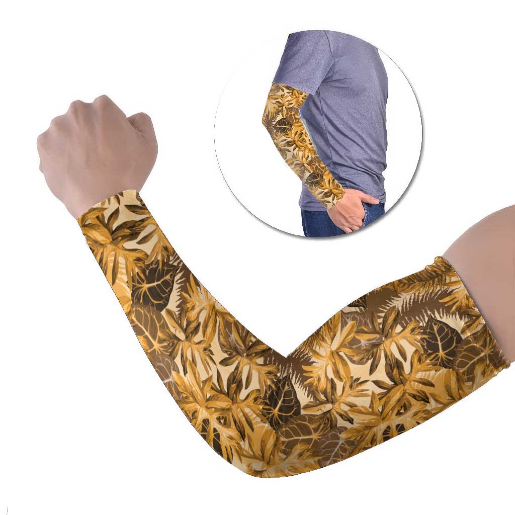 Hawaii Gold Tropical Leaves Arm Sleeves - Polynesian Pride