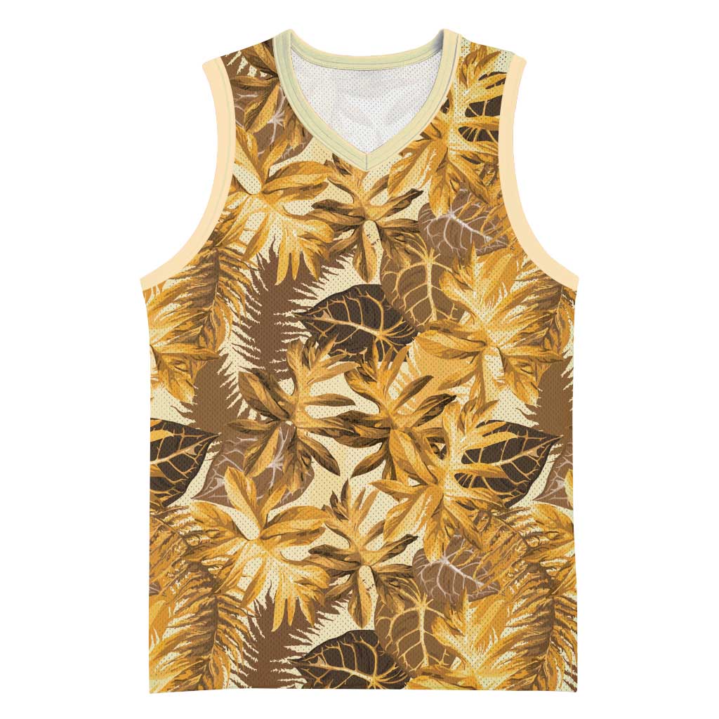 Hawaii Gold Tropical Leaves Basketball Jersey LT01 Unisex Gold - Polynesian Pride