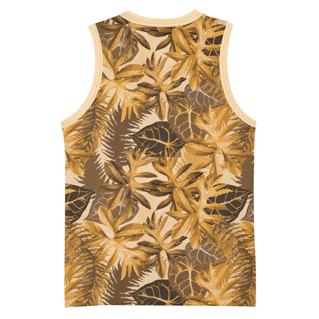 Hawaii Gold Tropical Leaves Basketball Jersey LT01 - Polynesian Pride