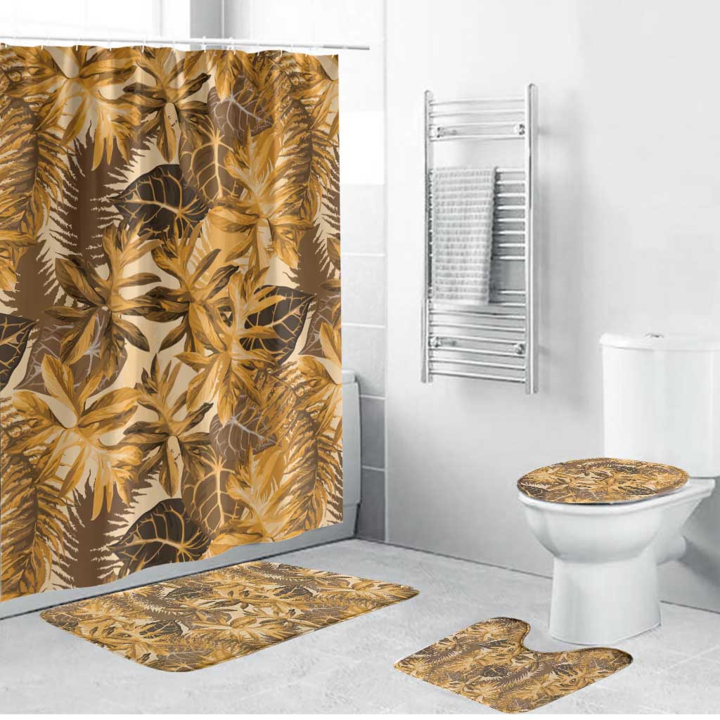 Hawaii Gold Tropical Leaves Bathroom Set - Polynesian Pride