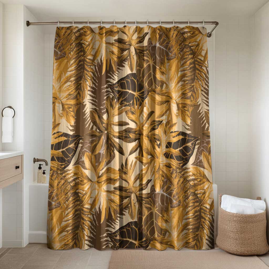 Hawaii Gold Tropical Leaves Bathroom Set - Polynesian Pride