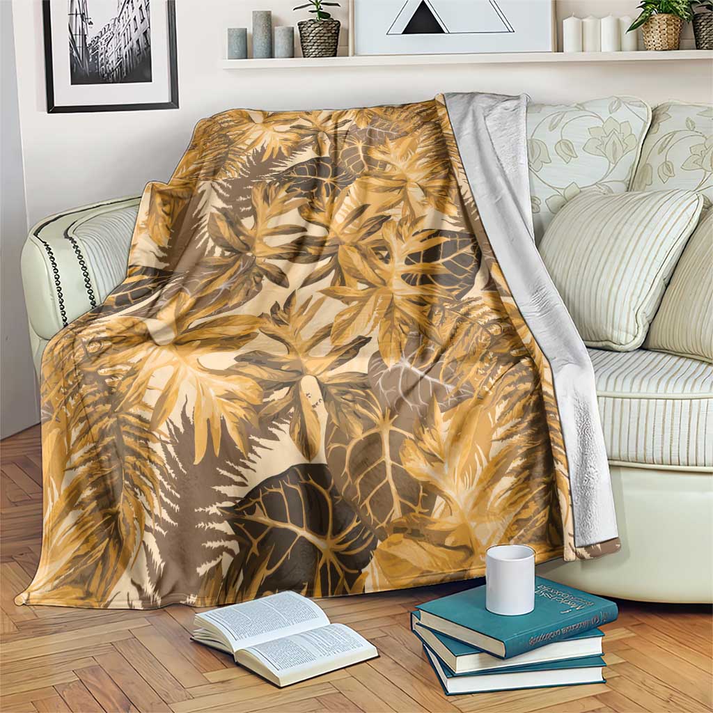 Hawaii Gold Tropical Leaves Blanket - Polynesian Pride