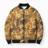 Hawaii Gold Tropical Leaves Bomber Puffer Jacket LT01 Unisex Gold - Polynesian Pride