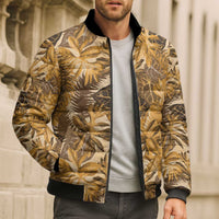 Hawaii Gold Tropical Leaves Bomber Puffer Jacket LT01 - Polynesian Pride