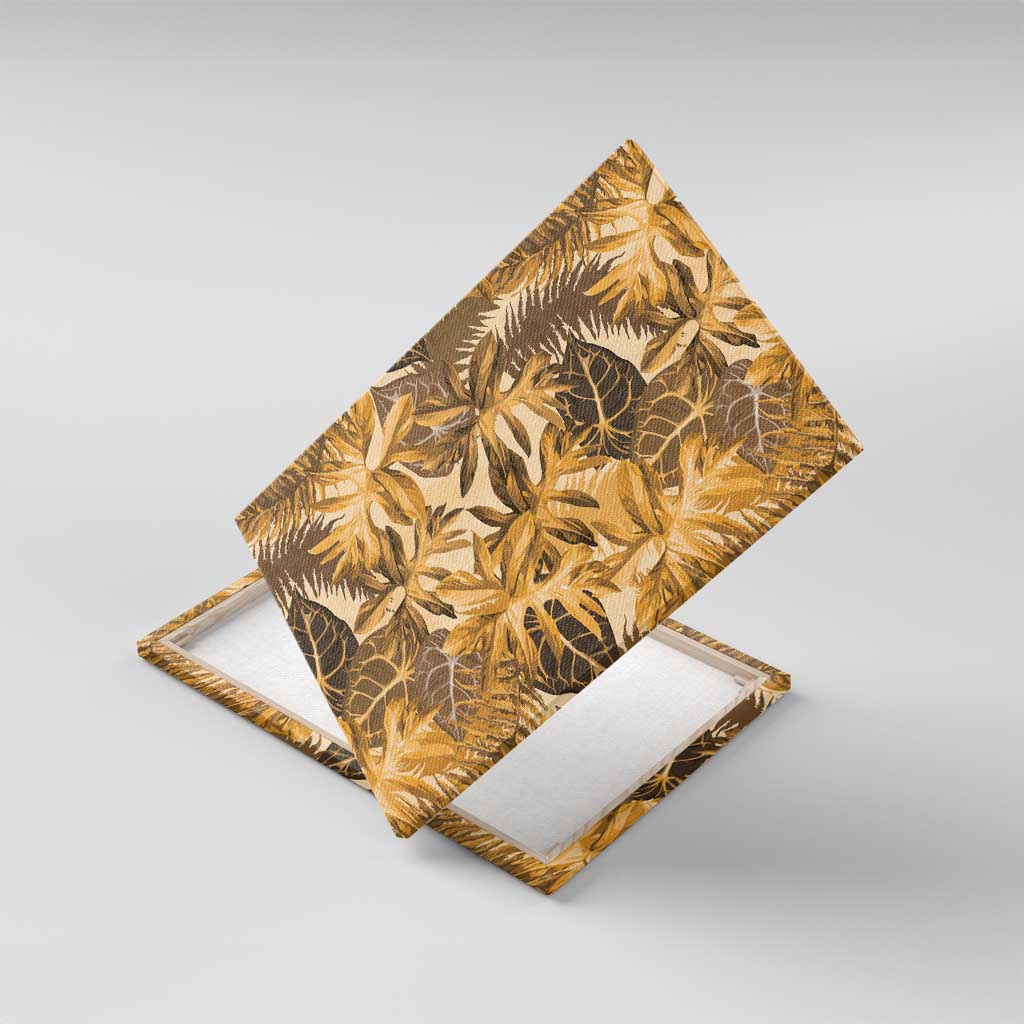 Hawaii Gold Tropical Leaves Canvas Wall Art - Polynesian Pride