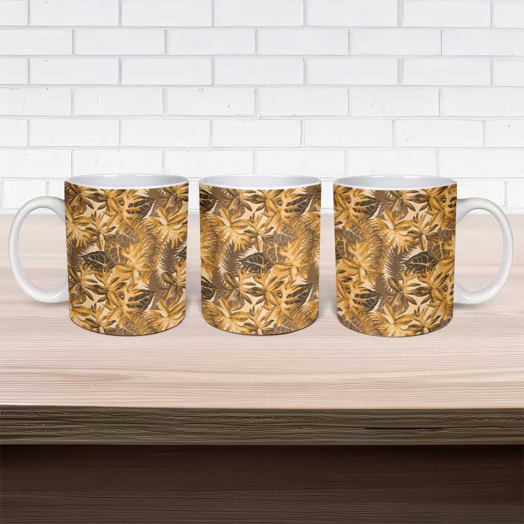 Hawaii Gold Tropical Leaves Ceramic Mug LT01 - Polynesian Pride