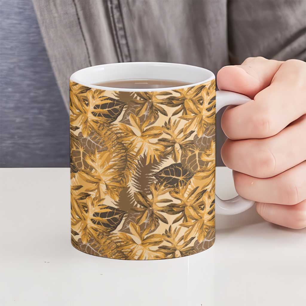 Hawaii Gold Tropical Leaves Ceramic Mug LT01 - Polynesian Pride