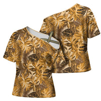 Hawaii Gold Tropical Leaves Cross Shoulder Shirt LT01 - Polynesian Pride