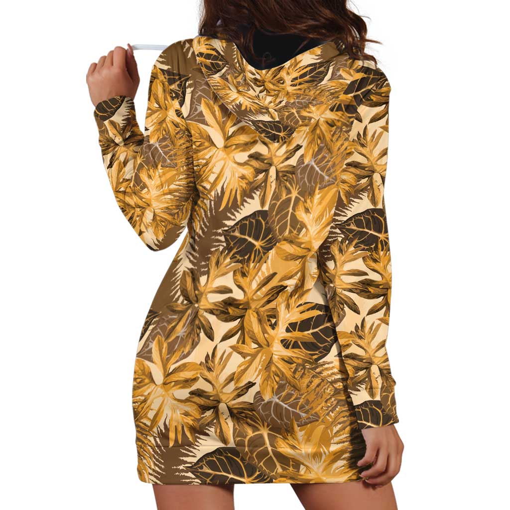 Hawaii Gold Tropical Leaves Hoodie Dress - Polynesian Pride