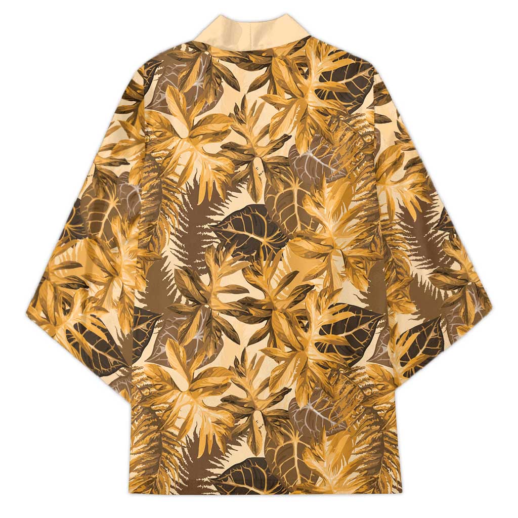 Hawaii Gold Tropical Leaves Kimono - Polynesian Pride