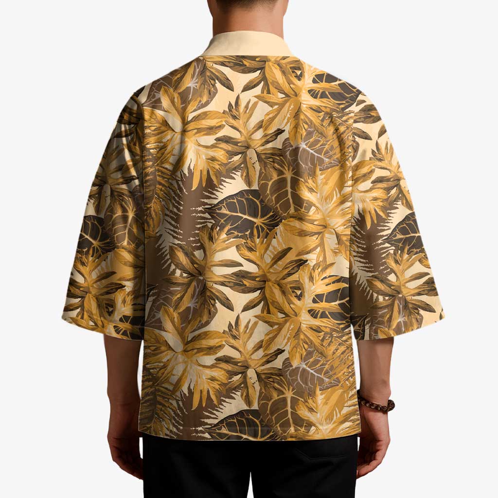 Hawaii Gold Tropical Leaves Kimono - Polynesian Pride