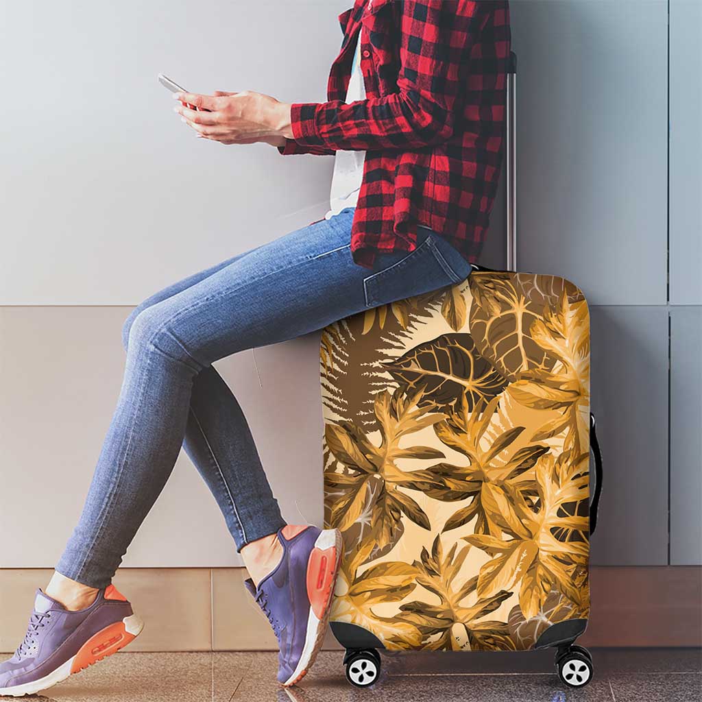 Hawaii Gold Tropical Leaves Luggage Cover - Polynesian Pride