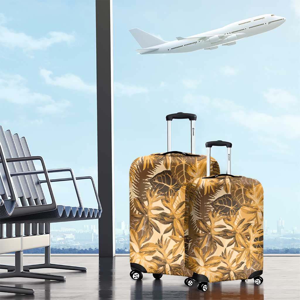 Hawaii Gold Tropical Leaves Luggage Cover - Polynesian Pride