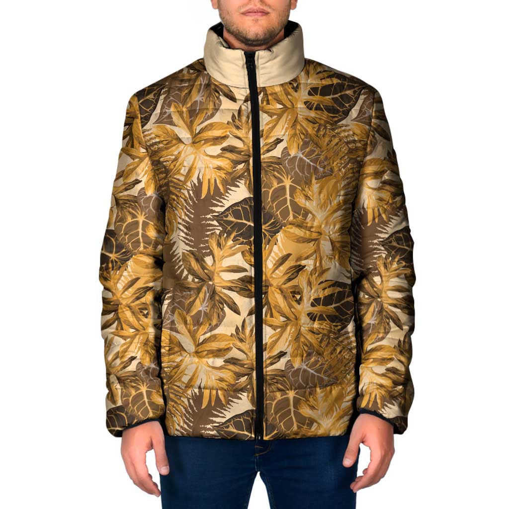 Hawaii Gold Tropical Leaves Padded Jacket LT01 Men Gold - Polynesian Pride