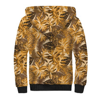 Hawaii Gold Tropical Leaves Sherpa Hoodie - Polynesian Pride