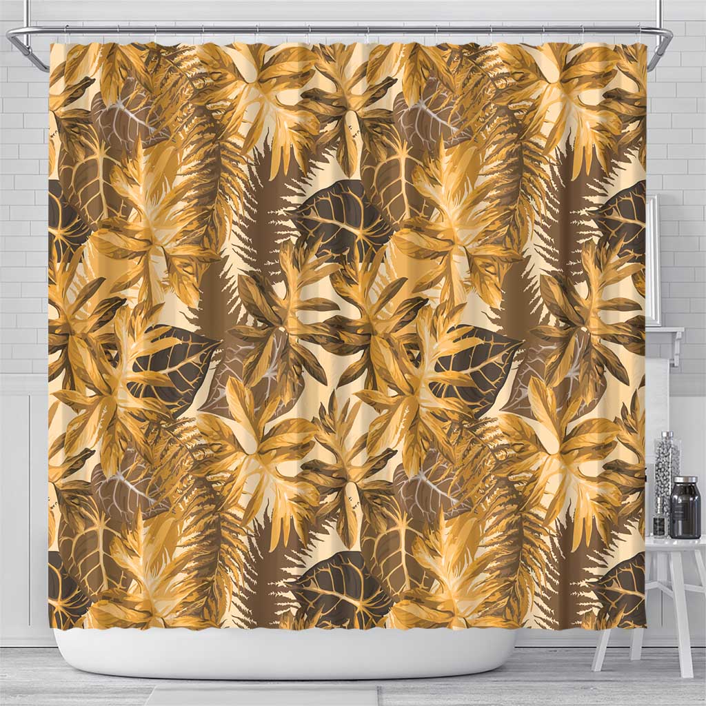 Hawaii Gold Tropical Leaves Shower Curtain - Polynesian Pride