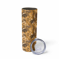 Hawaii Gold Tropical Leaves Skinny Tumbler - Polynesian Pride