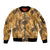 Hawaii Gold Tropical Leaves Sleeve Zip Bomber Jacket - Polynesian Pride