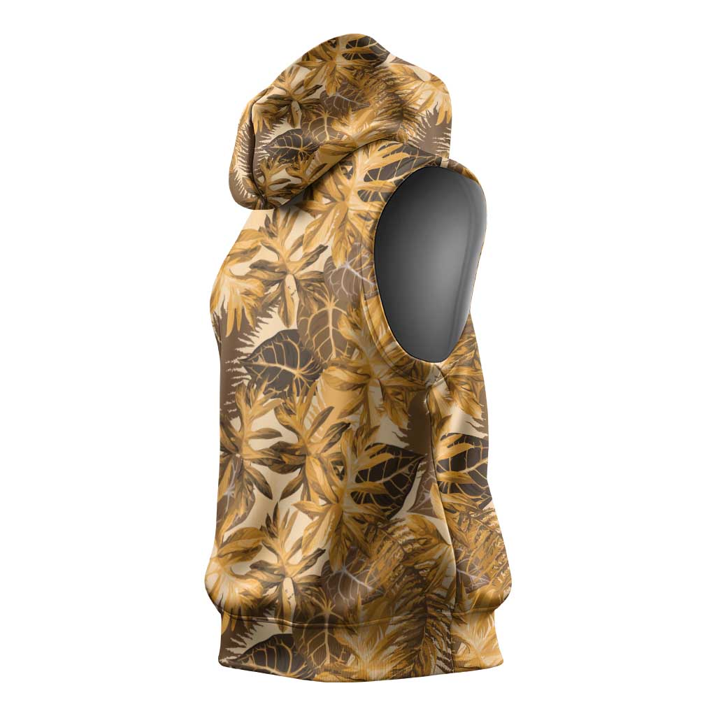 Hawaii Gold Tropical Leaves Sleeveless Hoodie LT01 - Polynesian Pride